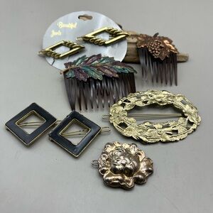 Elegant Vintage Hair Comb Set with Gold and Bronze Accents-Chic Bundle